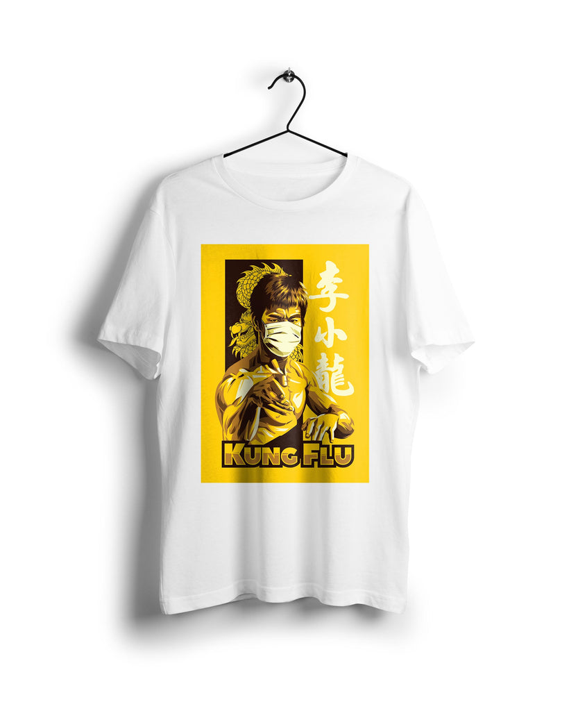 Bruce Lee Kung Flu - Digital Graphics Basic T-shirt White - Ravin 