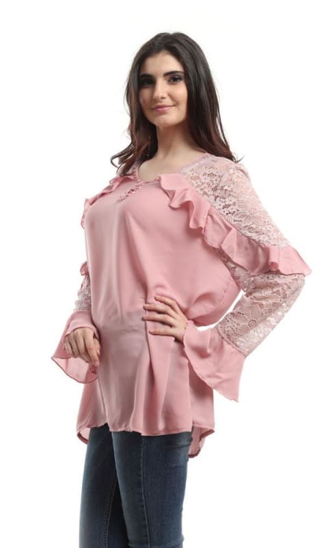 Lace Ruffles Elegant Blouse - Chashmere - women shirts & blouses