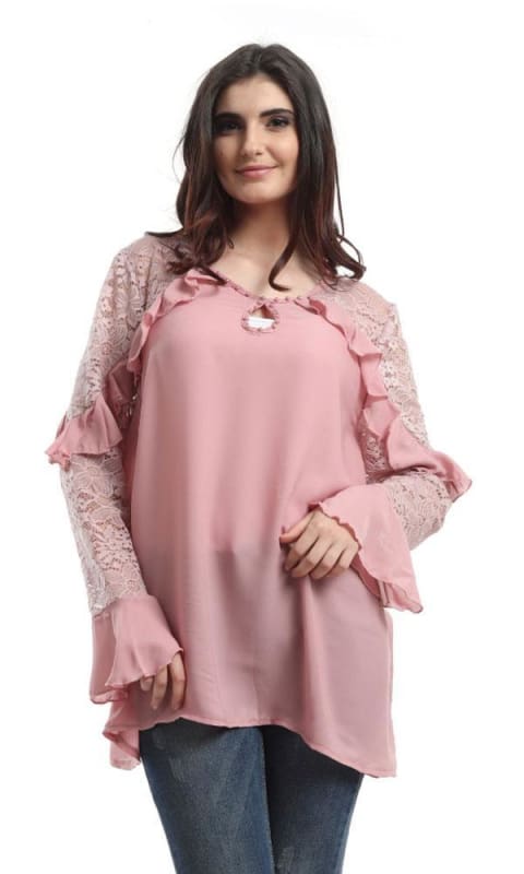 Lace Ruffles Elegant Blouse - Chashmere - women shirts & blouses