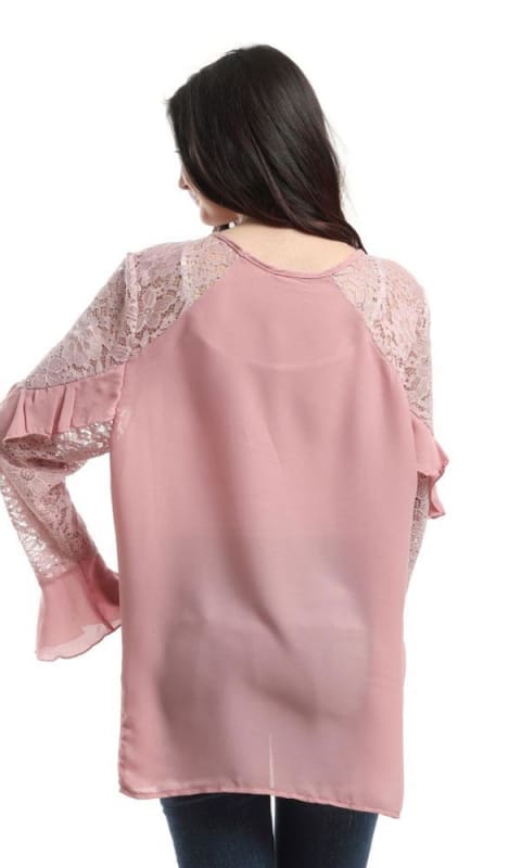 Lace Ruffles Elegant Blouse - Chashmere - women shirts & blouses