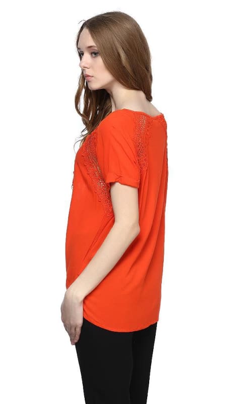 Lace Top - Orange - women shirts & blouses