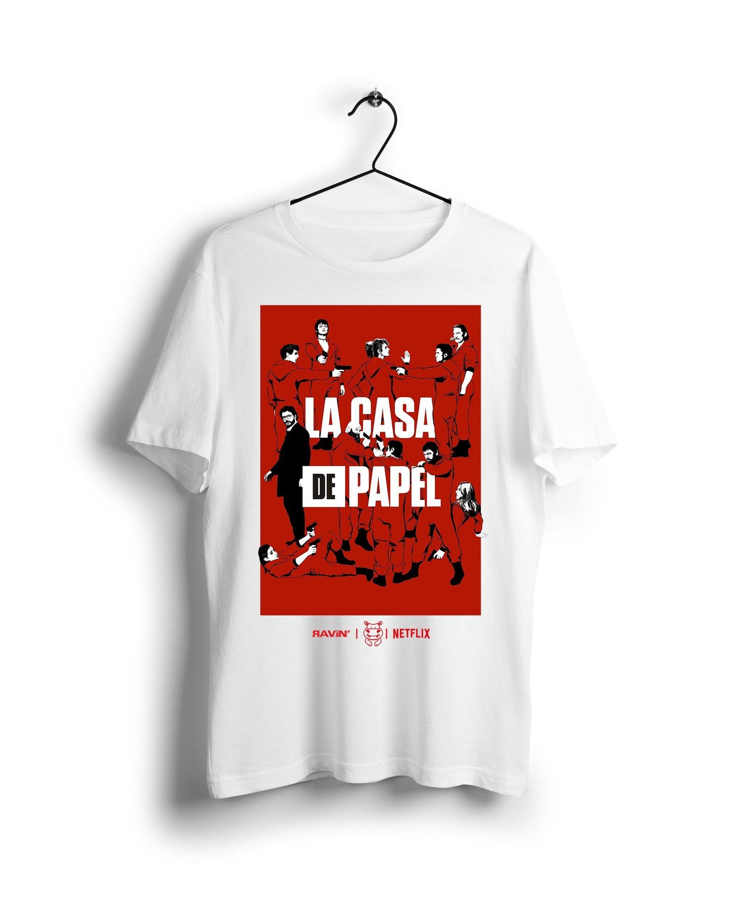 La Casa De Papel X Ravin X Hippo - Digital Graphics Basic T-shirt White - Ravin 