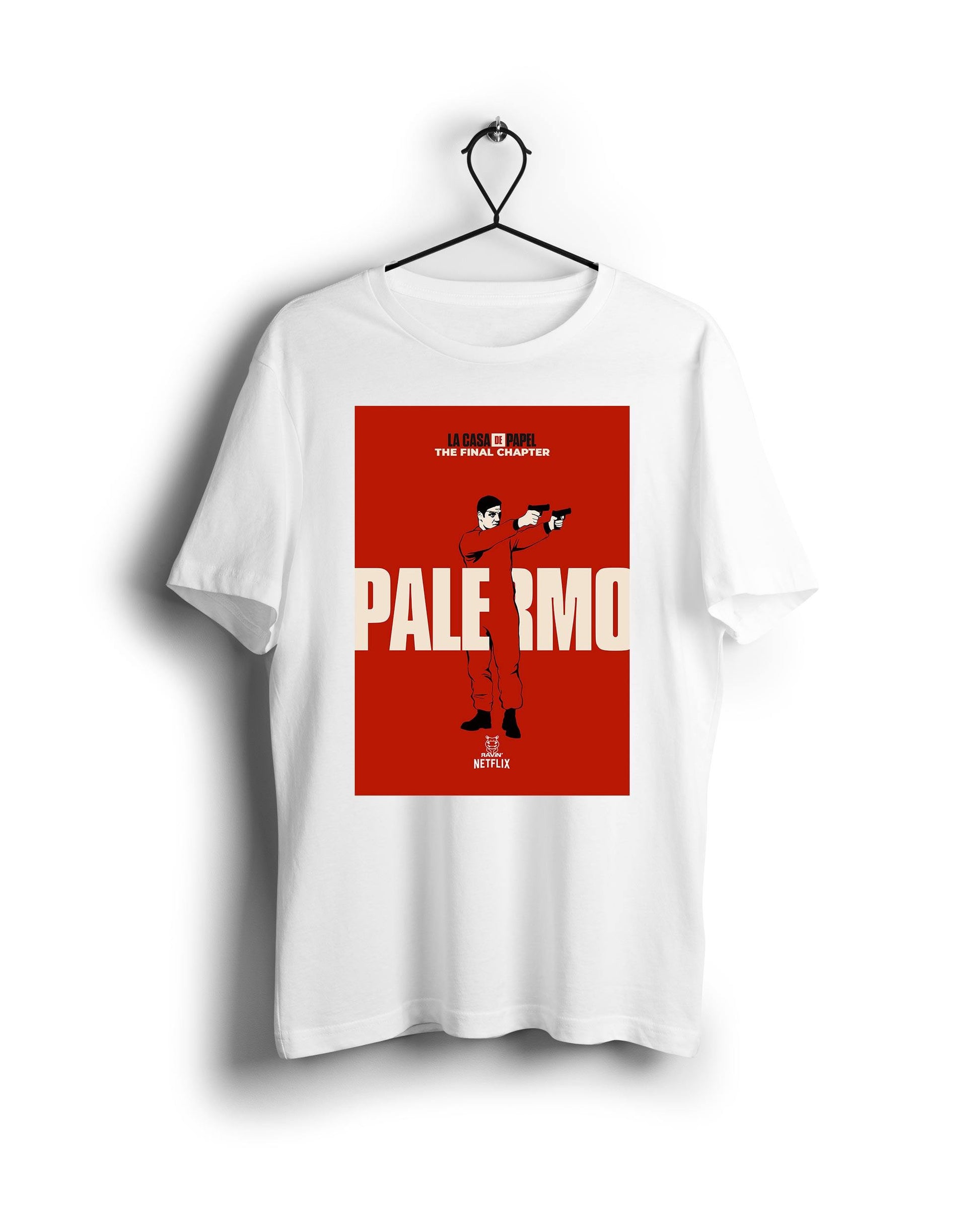 Red Palermo La Casa De Papel X Ravin X Hippo - Digital Graphics Basic T-shirt White - Ravin 
