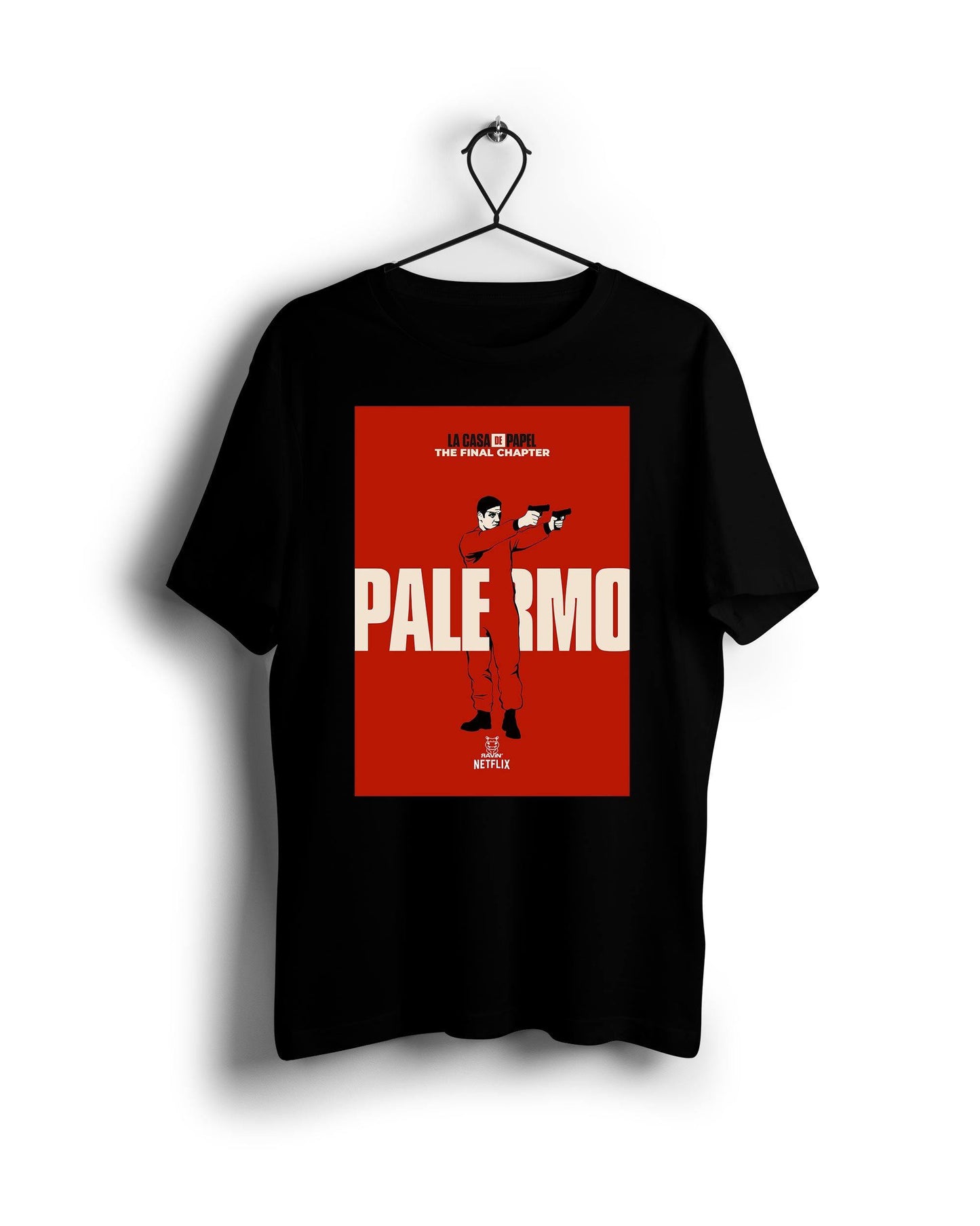 Red Palermo La Casa De Papel X Ravin X Hippo  - Digital Graphics Basic T-shirt Black - Ravin 