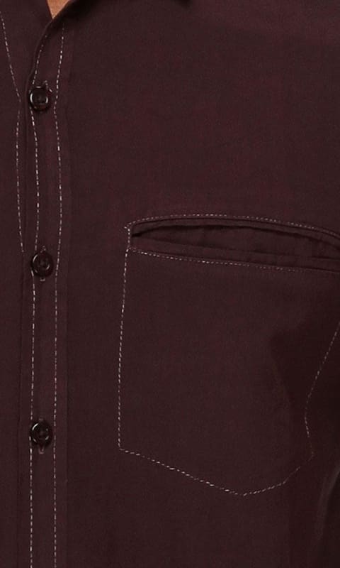 Long Sleeve Shirt - Dark Brown - male shirts