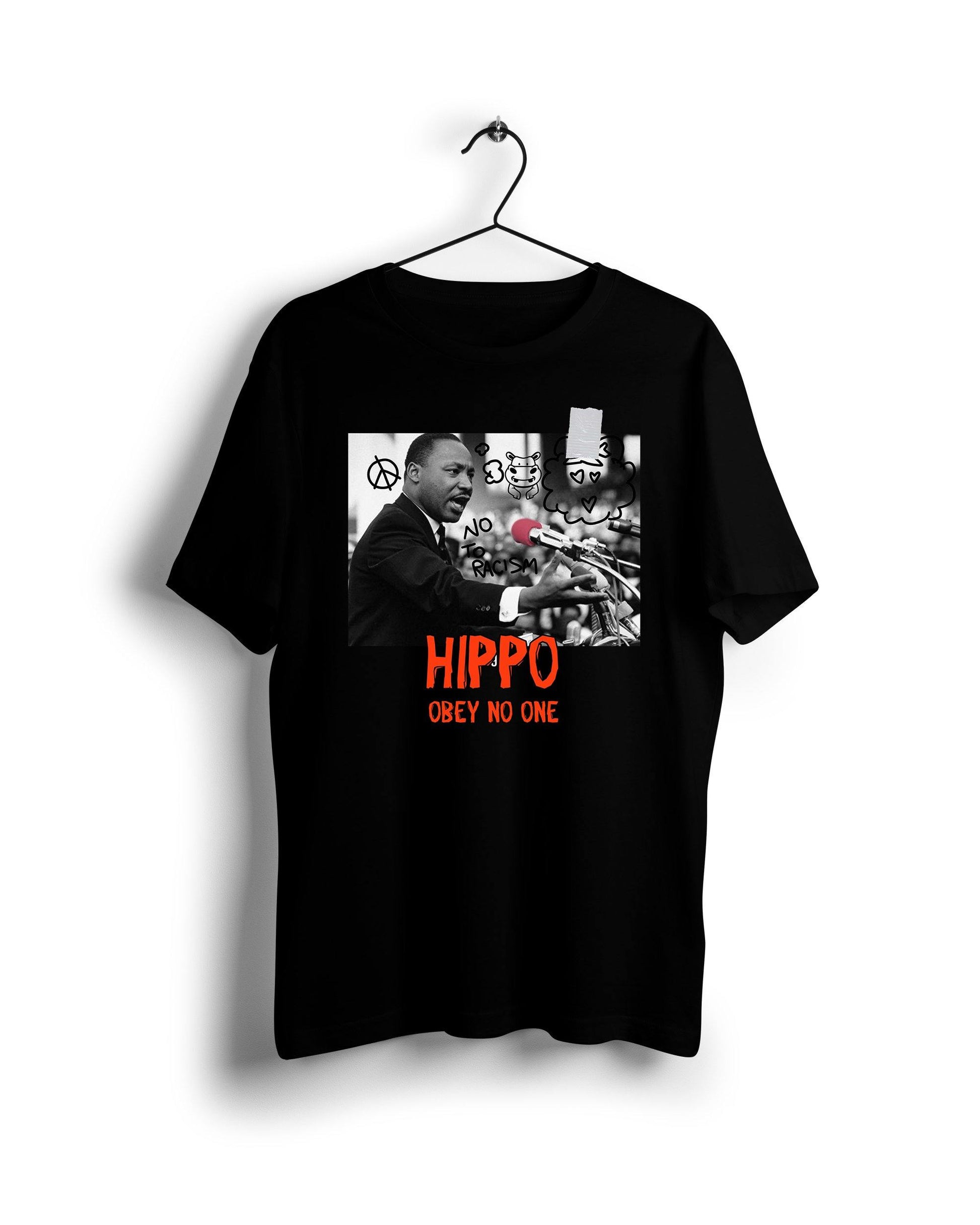 Martin Luther King  Hippo Throwback - Digital Graphics Basic T-shirt Black - Ravin 