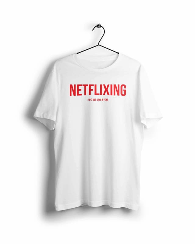 Netflixing - Digital Graphics Basic T-shirt White - POD