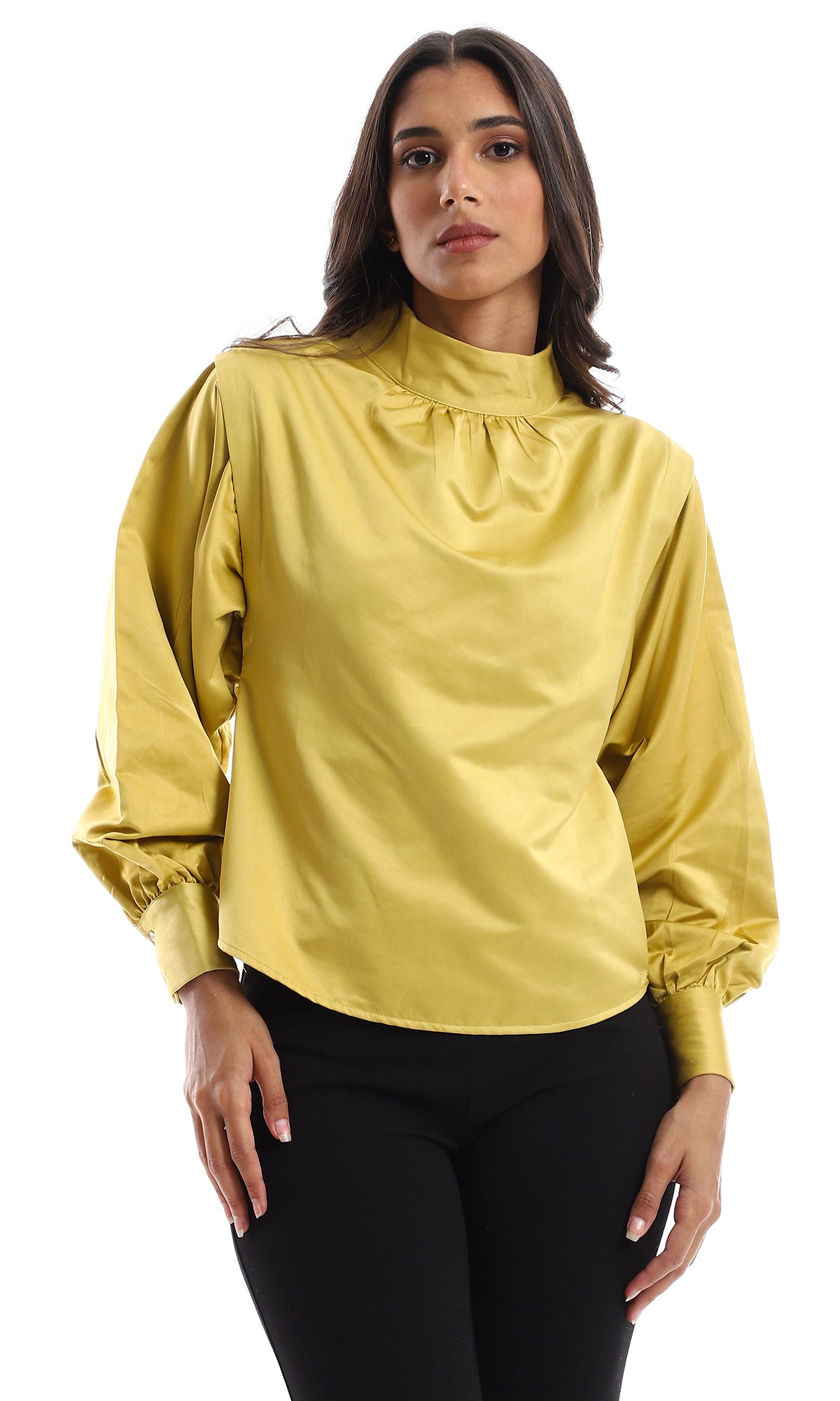 O150976 Satin Feel Classy Blouse - Cumin