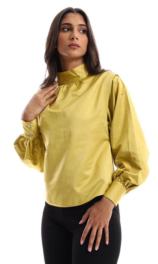 O150976 Satin Feel Classy Blouse - Cumin