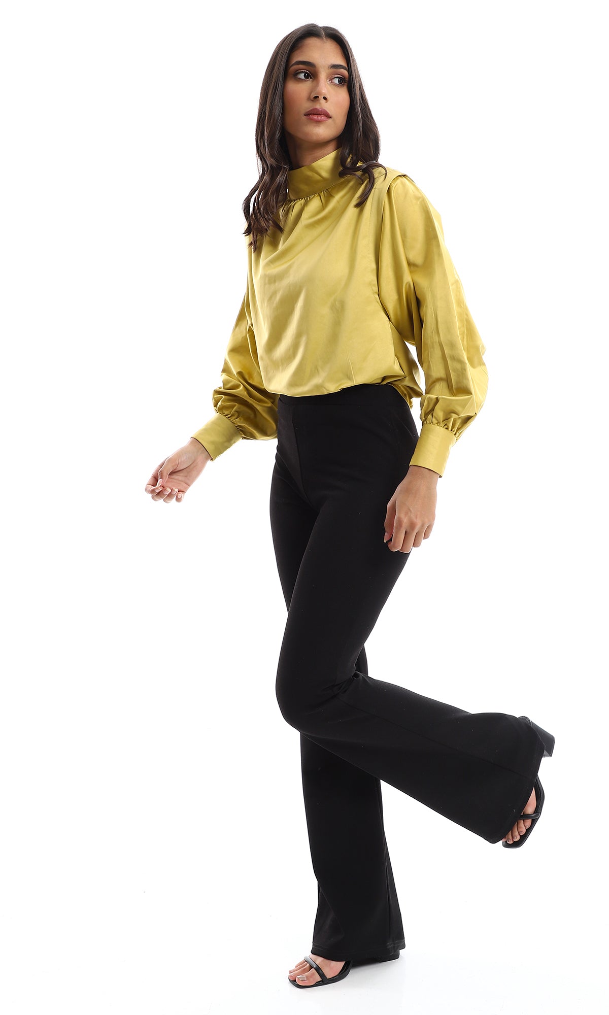 O150976 Satin Feel Classy Blouse - Cumin