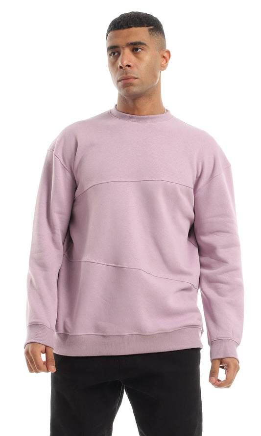 O151235 Light Lavender Stitched Pattern Soft Fleece Sweatshirt