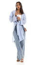 O151270 Plain Cardigan With Front Pockets - Baby Blue