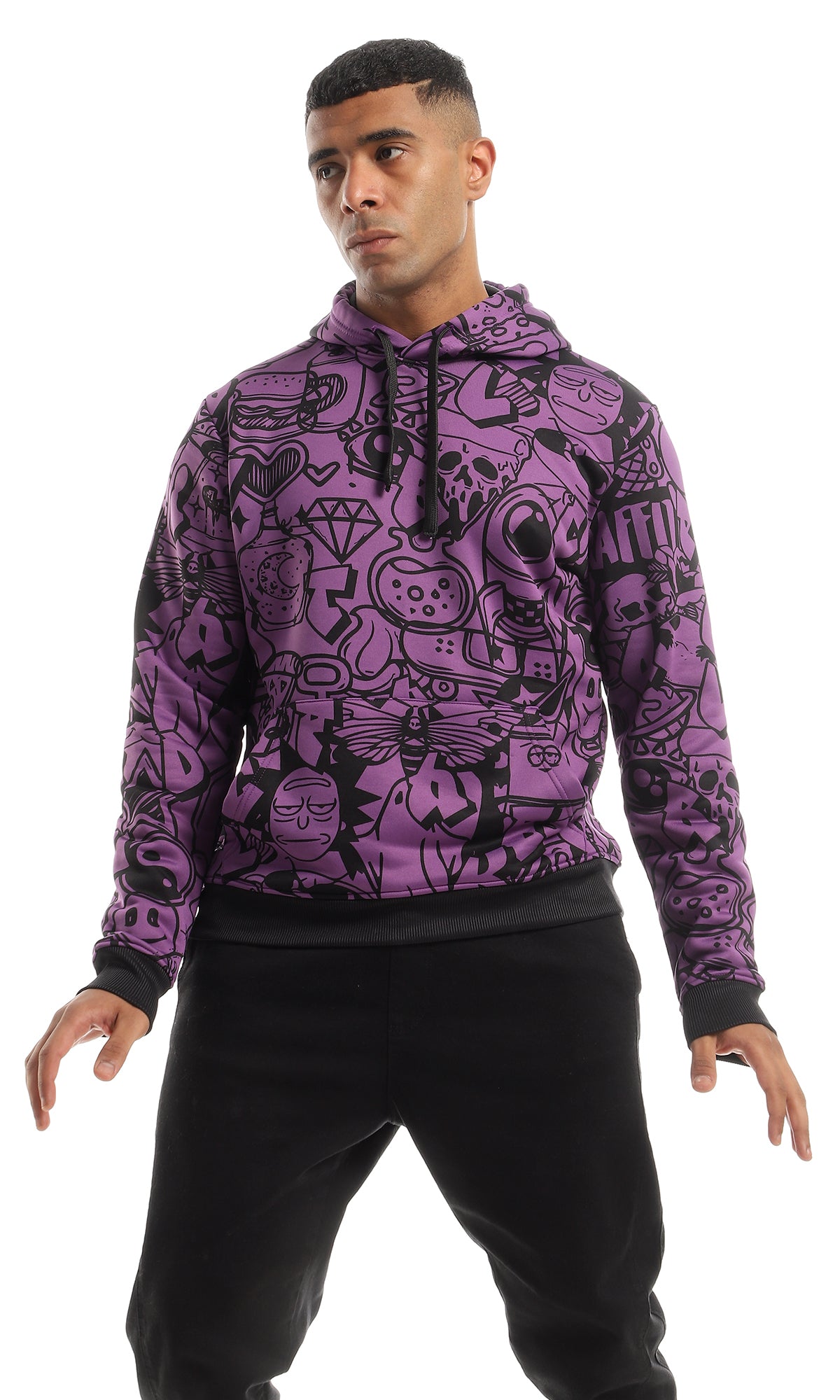 O151455 Rick & Morty Dark Purple Fleece Hoodie