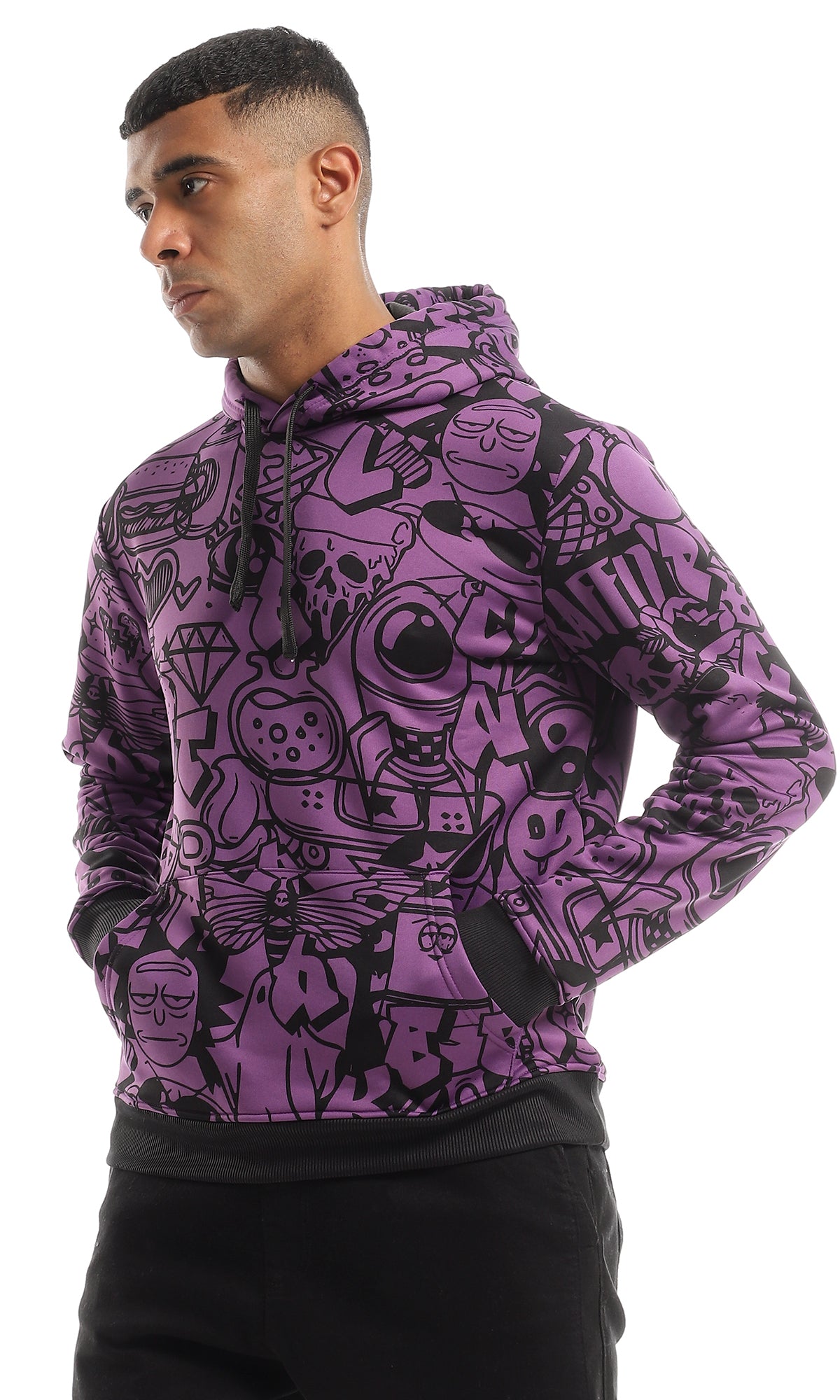 O151455 Rick & Morty Dark Purple Fleece Hoodie