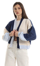 O152914 Slip On Knitted Cropped Cardigan - Navy Blue, Off White & Baby Blue