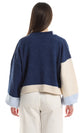 O152914 Slip On Knitted Cropped Cardigan - Navy Blue, Off White & Baby Blue