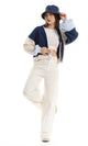 O152914 Slip On Knitted Cropped Cardigan - Navy Blue, Off White & Baby Blue