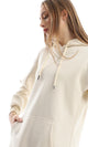O153499 Light Beige Oversized Fleece Hoodie With Side Slits