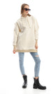 O153499 Light Beige Oversized Fleece Hoodie With Side Slits