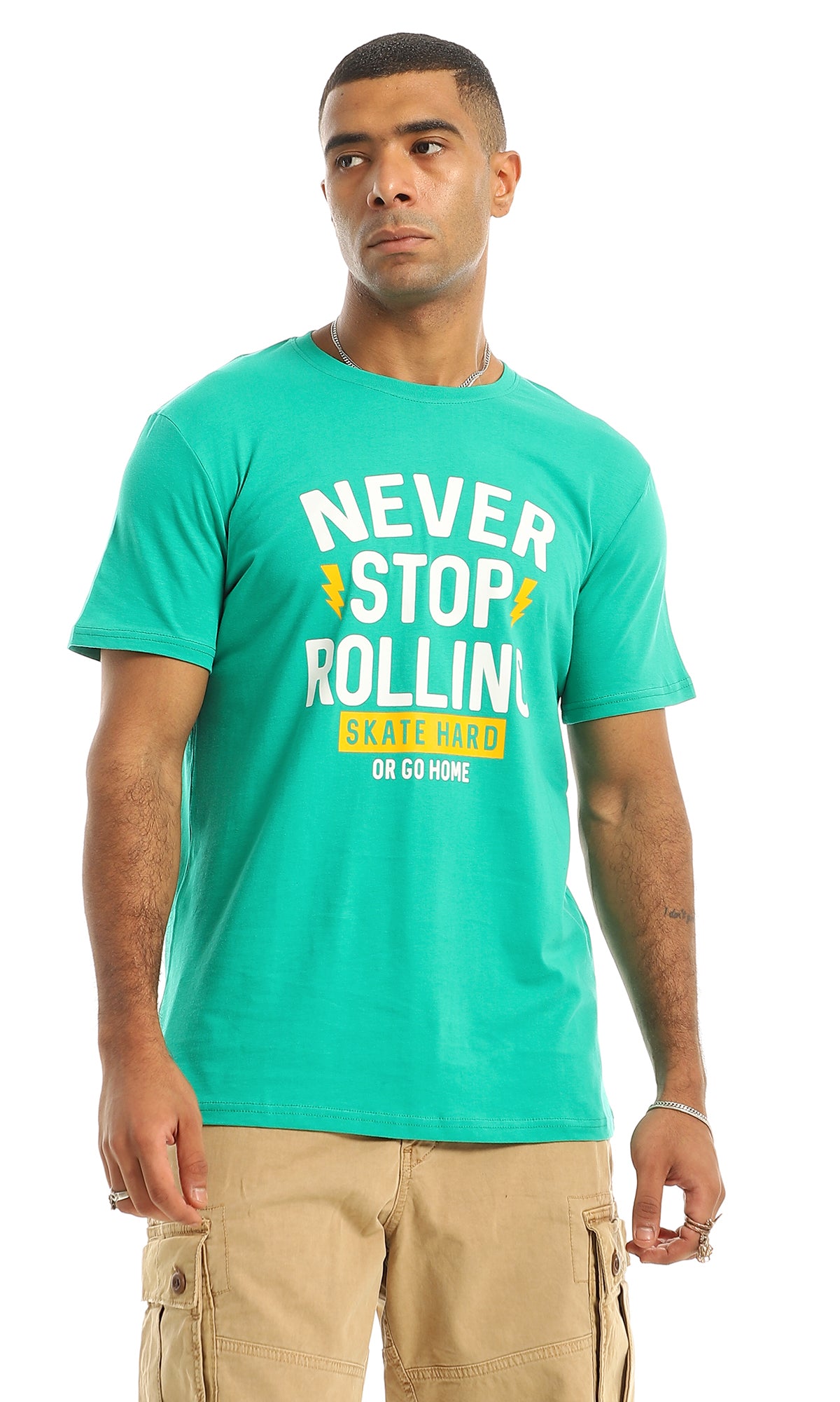 O154934 "Never Stop Rolling" Green T-Shirt