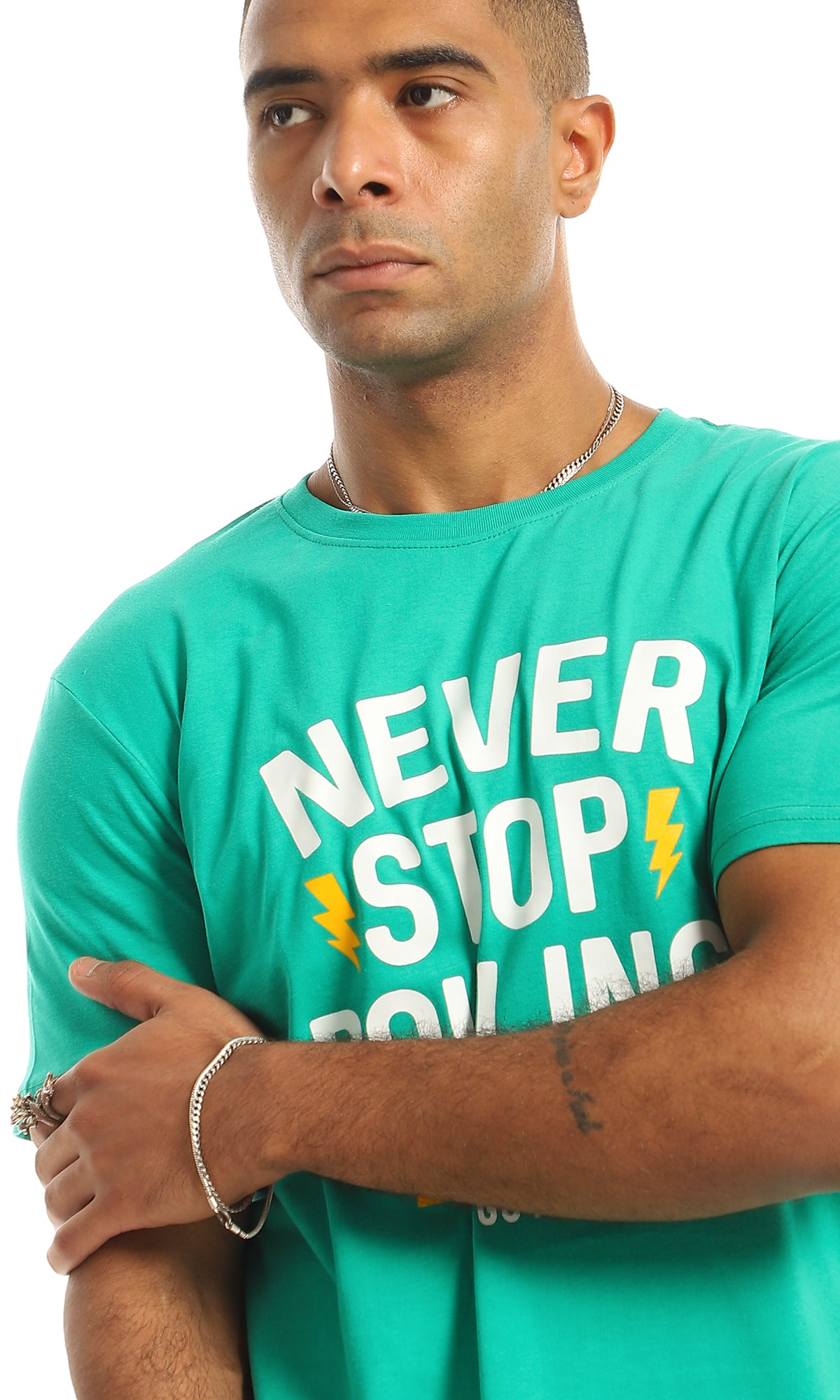 O154934 "Never Stop Rolling" Green T-Shirt