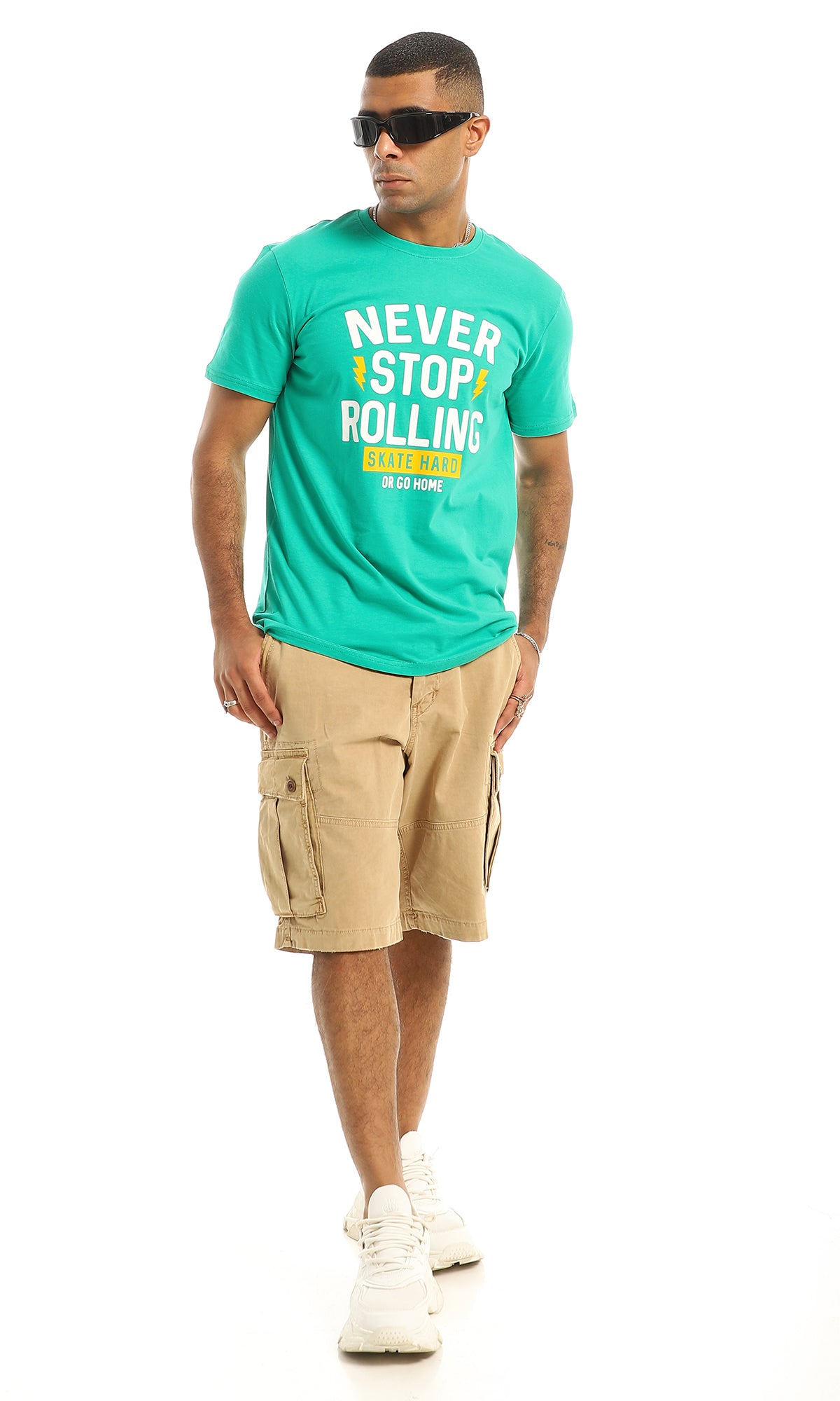 تي شيرت "Never Stop Rolling" أخضر