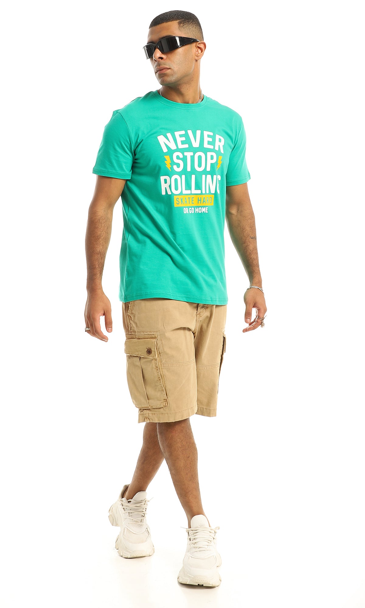 تي شيرت "Never Stop Rolling" أخضر