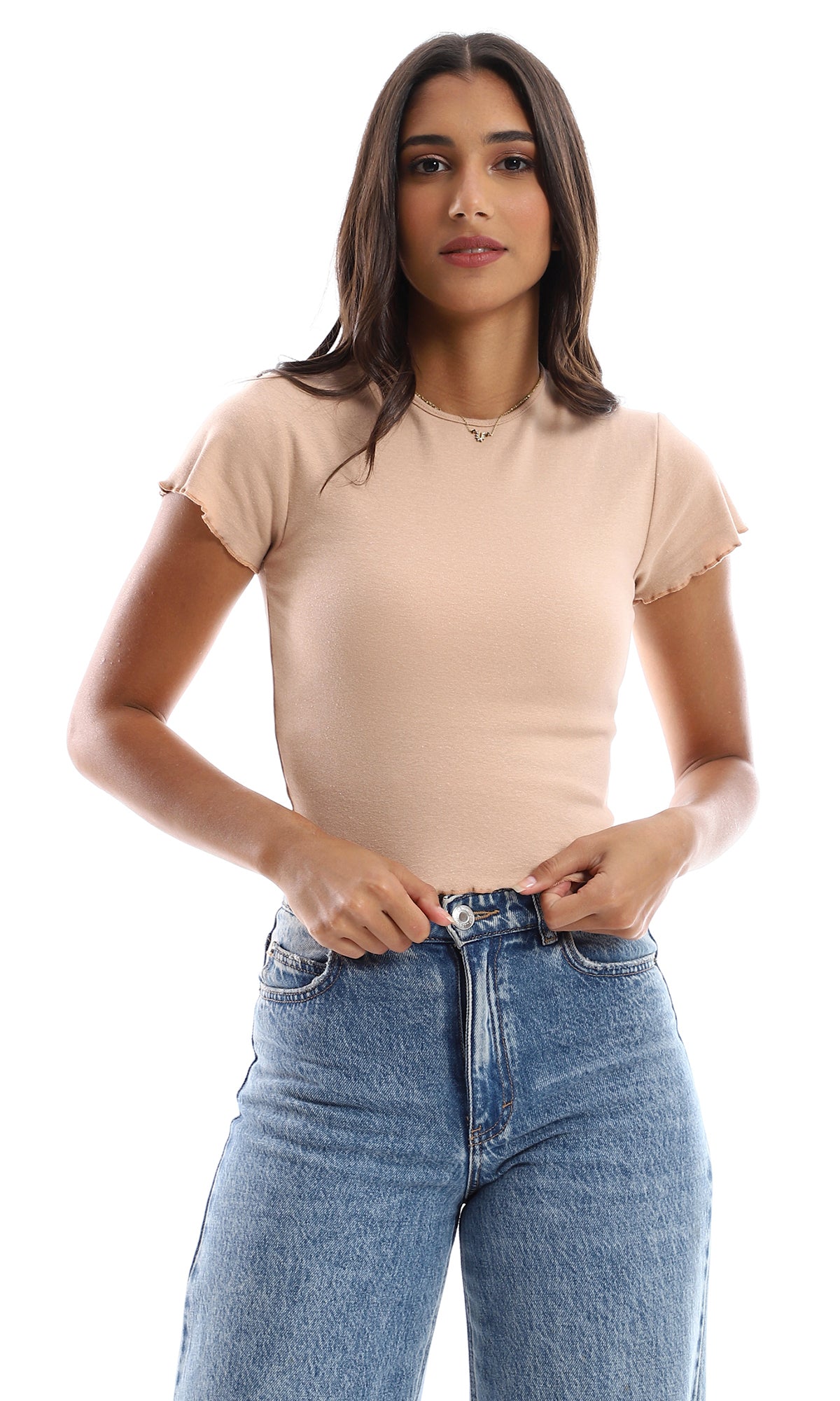 O154983 Dark Nude Slip On Crop Top