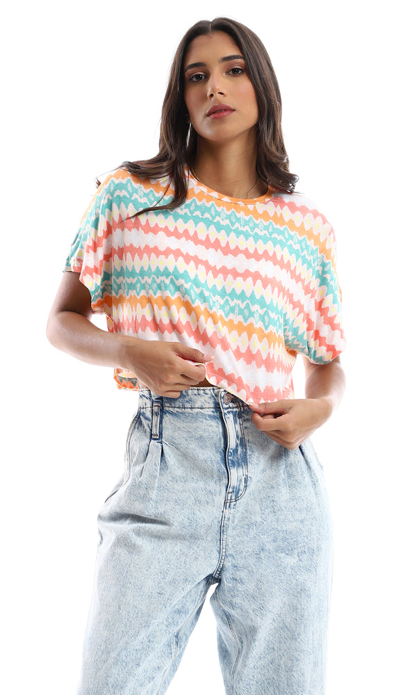 o155017-summer-colorful-loose-cropped-top-orange-yellow-coral-women-short-sleeve-t-shirt