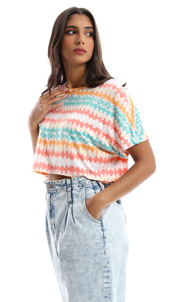 o155017-summer-colorful-loose-cropped-top-orange-yellow-coral-women-short-sleeve-t-shirt