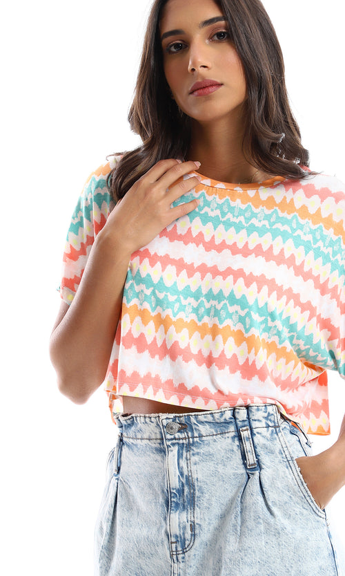 o155017-summer-colorful-loose-cropped-top-orange-yellow-coral-women-short-sleeve-t-shirt