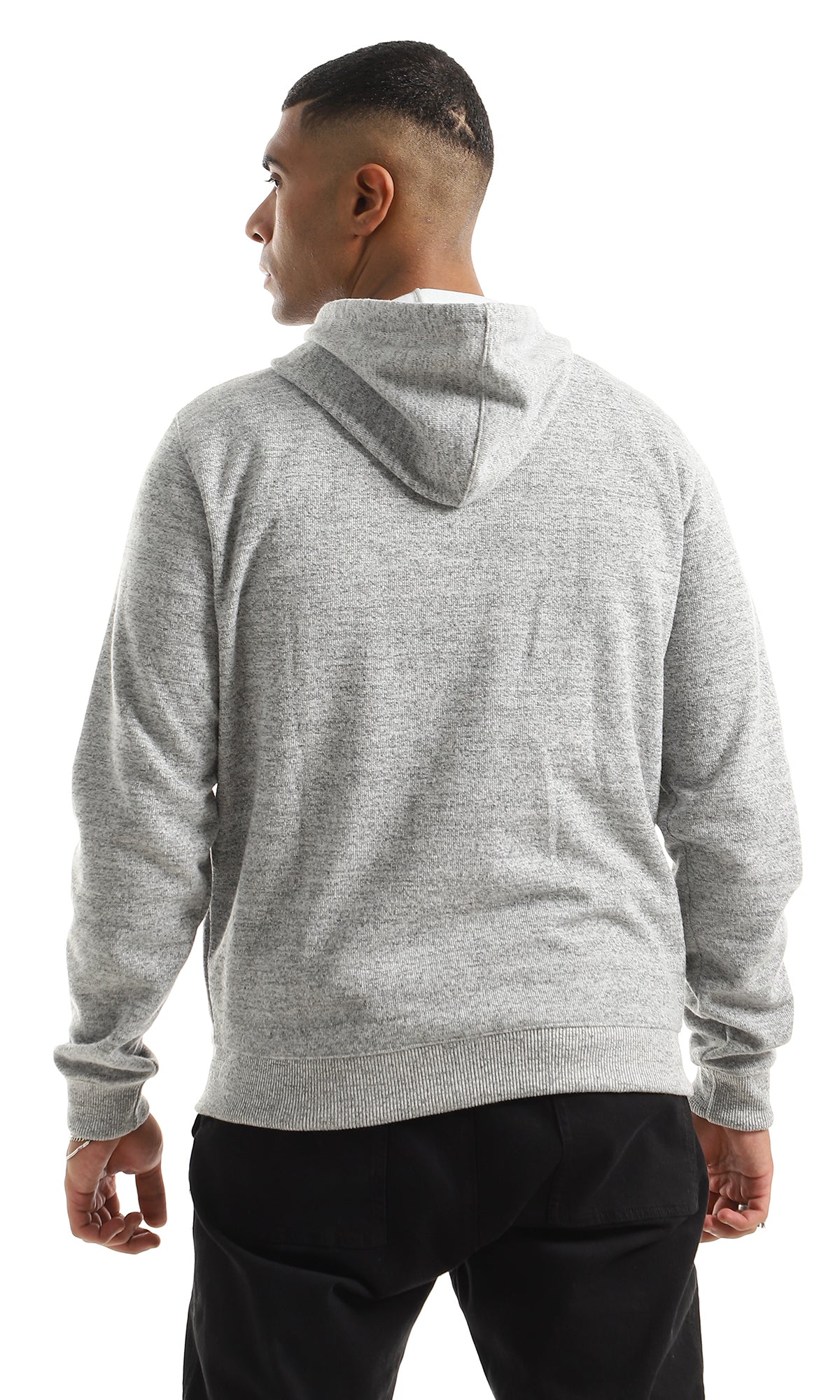 O155662 Practical Full Sleeves Heather Light Grey Zipped Sweatshirt