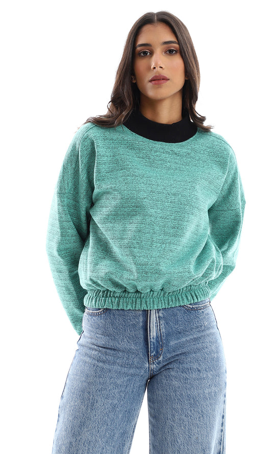 O155698 Heather Turquoise Slip On Sweatshirt With Fleece