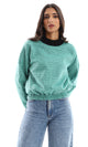 O155698 Heather Turquoise Slip On Sweatshirt With Fleece