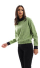 O155699 Cropped Fleece Green Sweatshirt With High Neck
