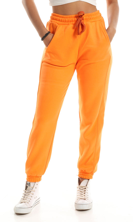 O156651 Internal Fleece & Elastic Hem Orange Jogger