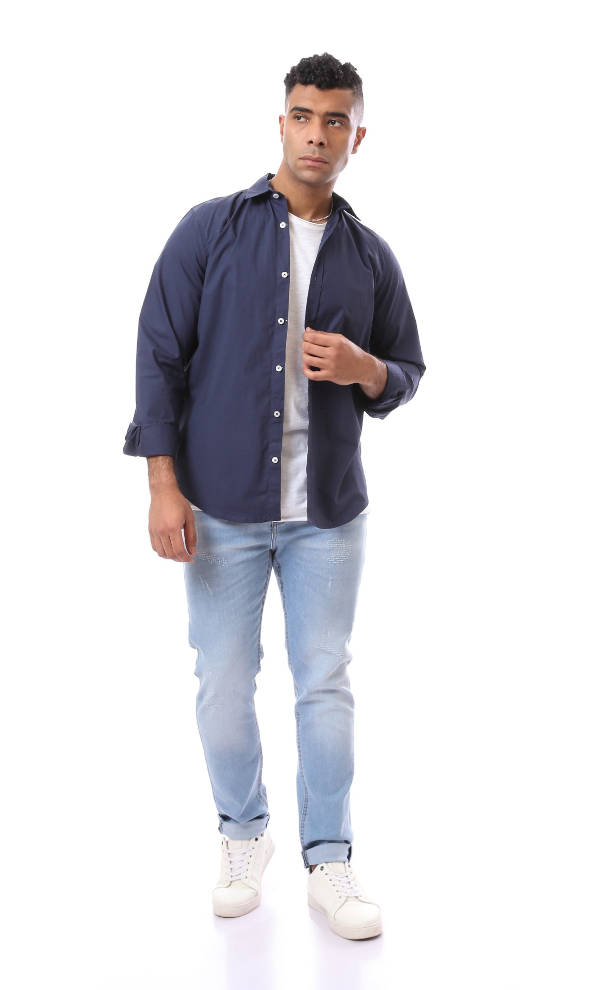O157085 Front Scratches Ice Blue Slim Jeans