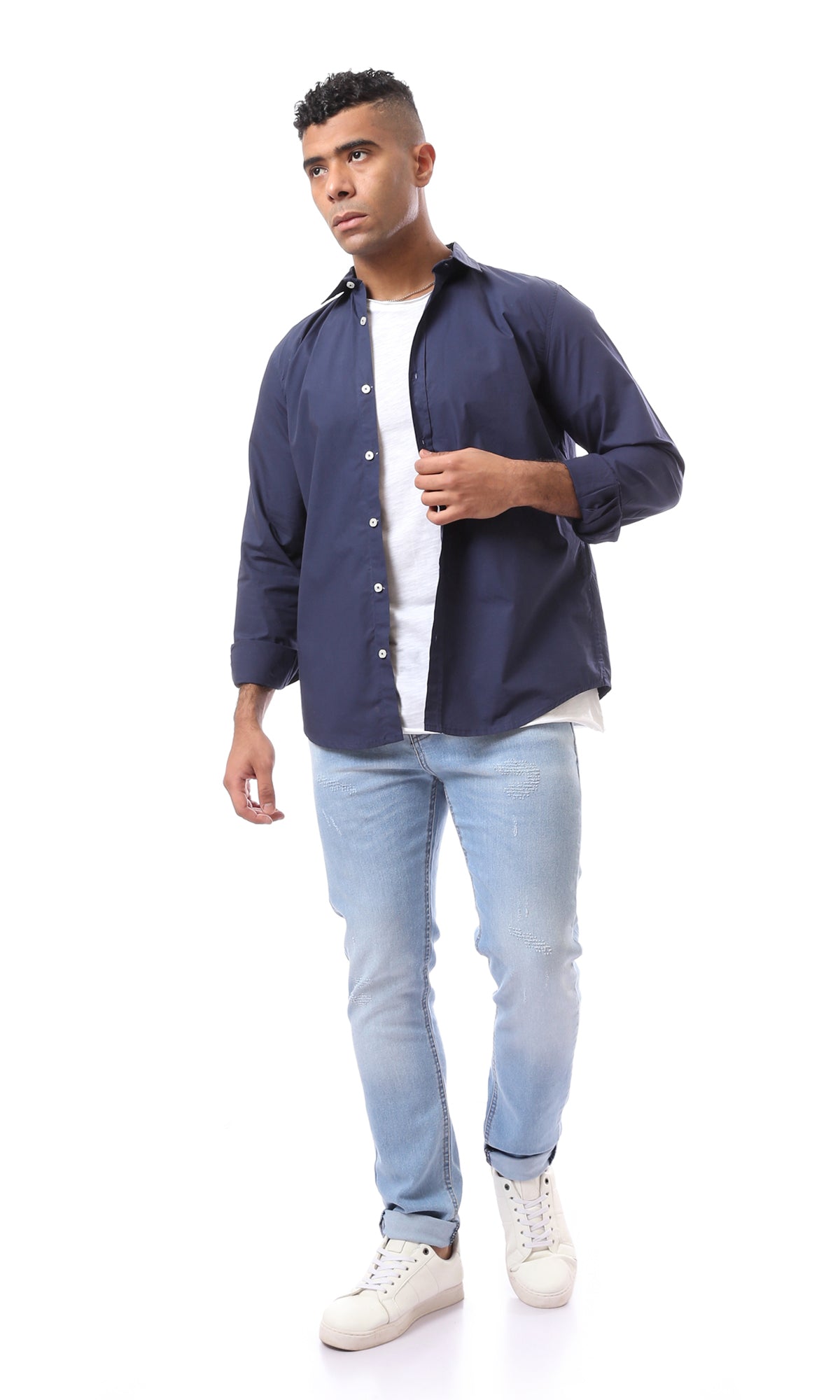 O157085 Front Scratches Ice Blue Slim Jeans