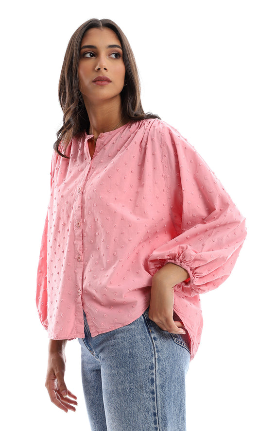 O157131 Loose Fit Stitched Rose Shirt