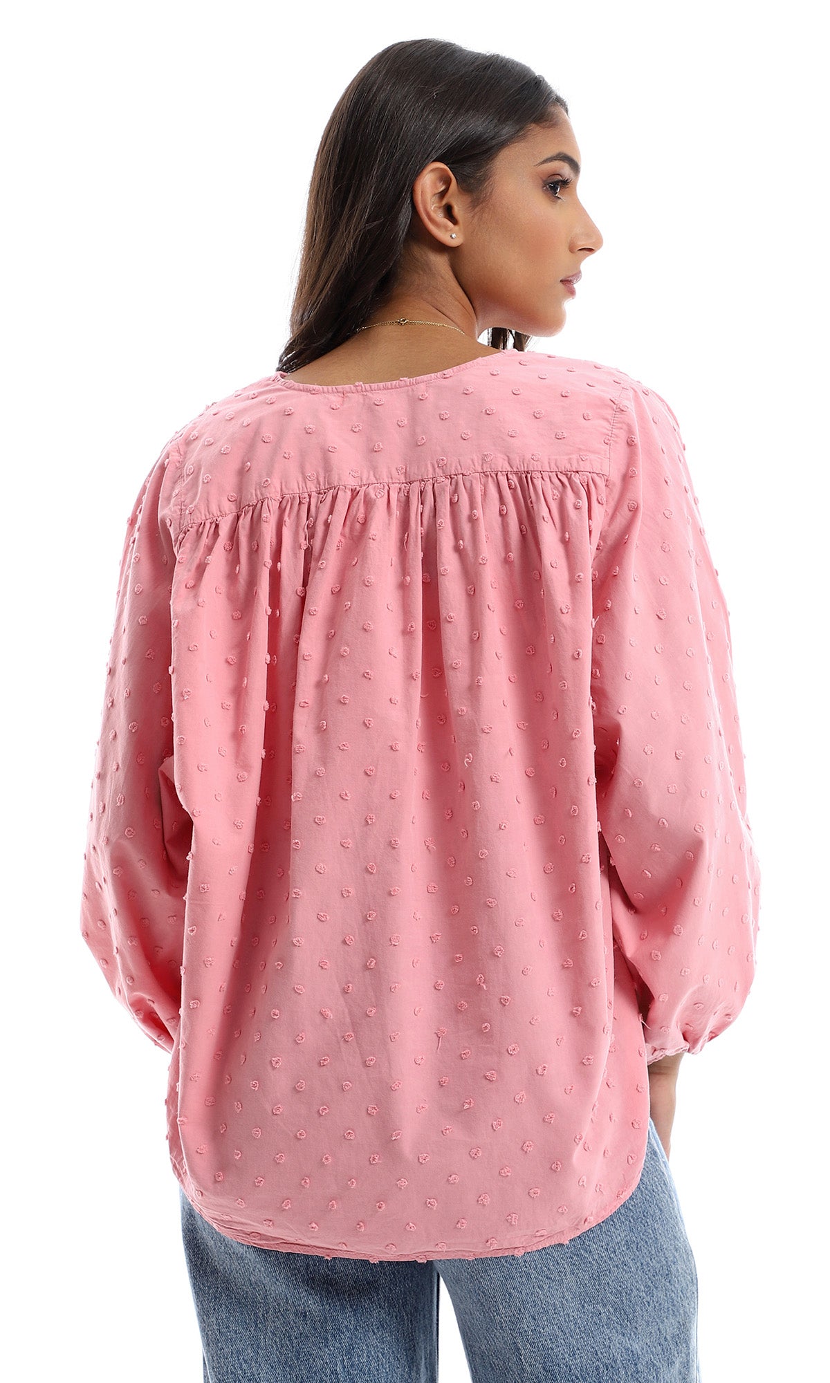 O157131 Loose Fit Stitched Rose Shirt