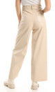O157158 Trendy Wide Leg Leather Trousers With Square Front Pockets - Cream
