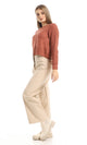 O157158 Trendy Wide Leg Leather Trousers With Square Front Pockets - Cream