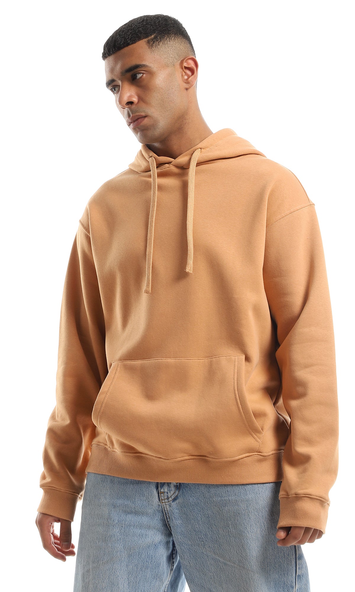 O157580 Pale Camel Solid Fleece Comfy Everyday Hoodie