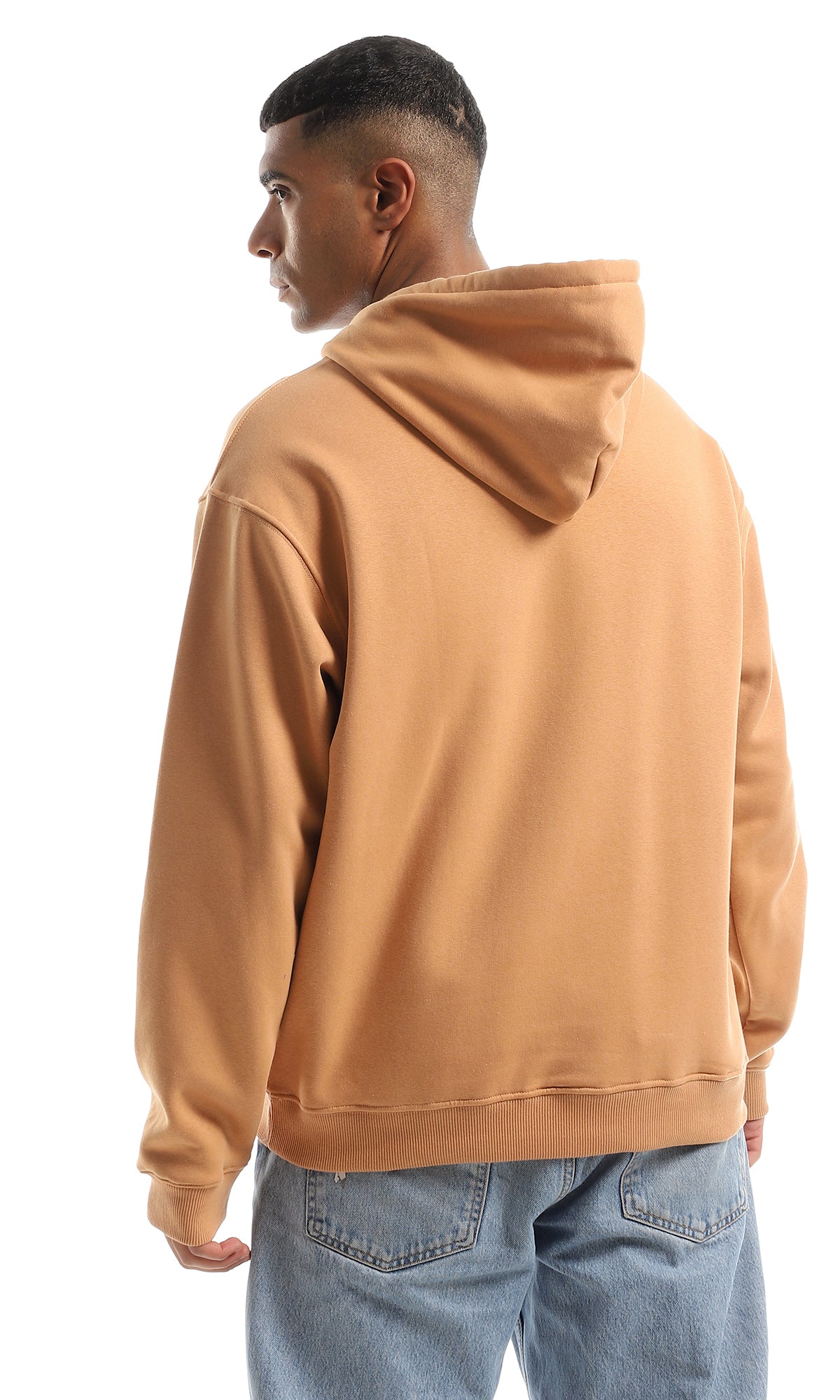 O157580 Pale Camel Solid Fleece Comfy Everyday Hoodie