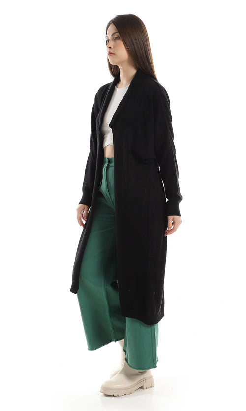 O158264 Slip On Fashionable Knitted Black Cardigan