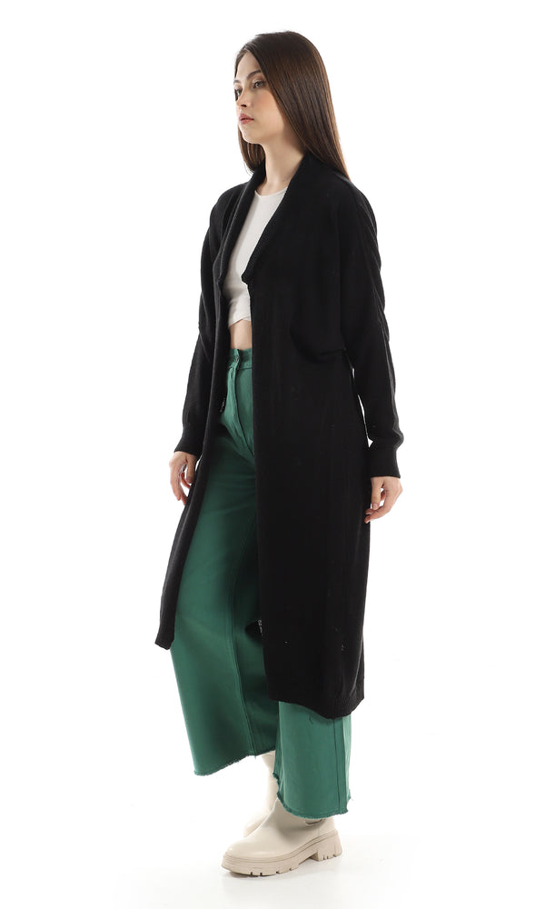 O158264 Slip On Fashionable Knitted Black Cardigan