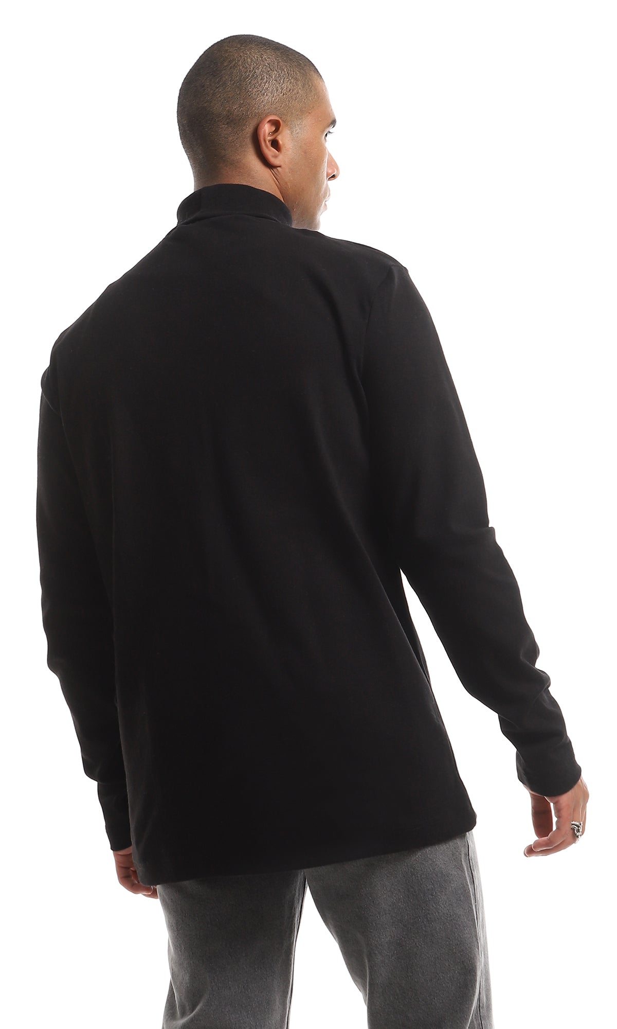 O159798 Essential Winter High Neck Long Sleeved Cotton T- Shirt - Black