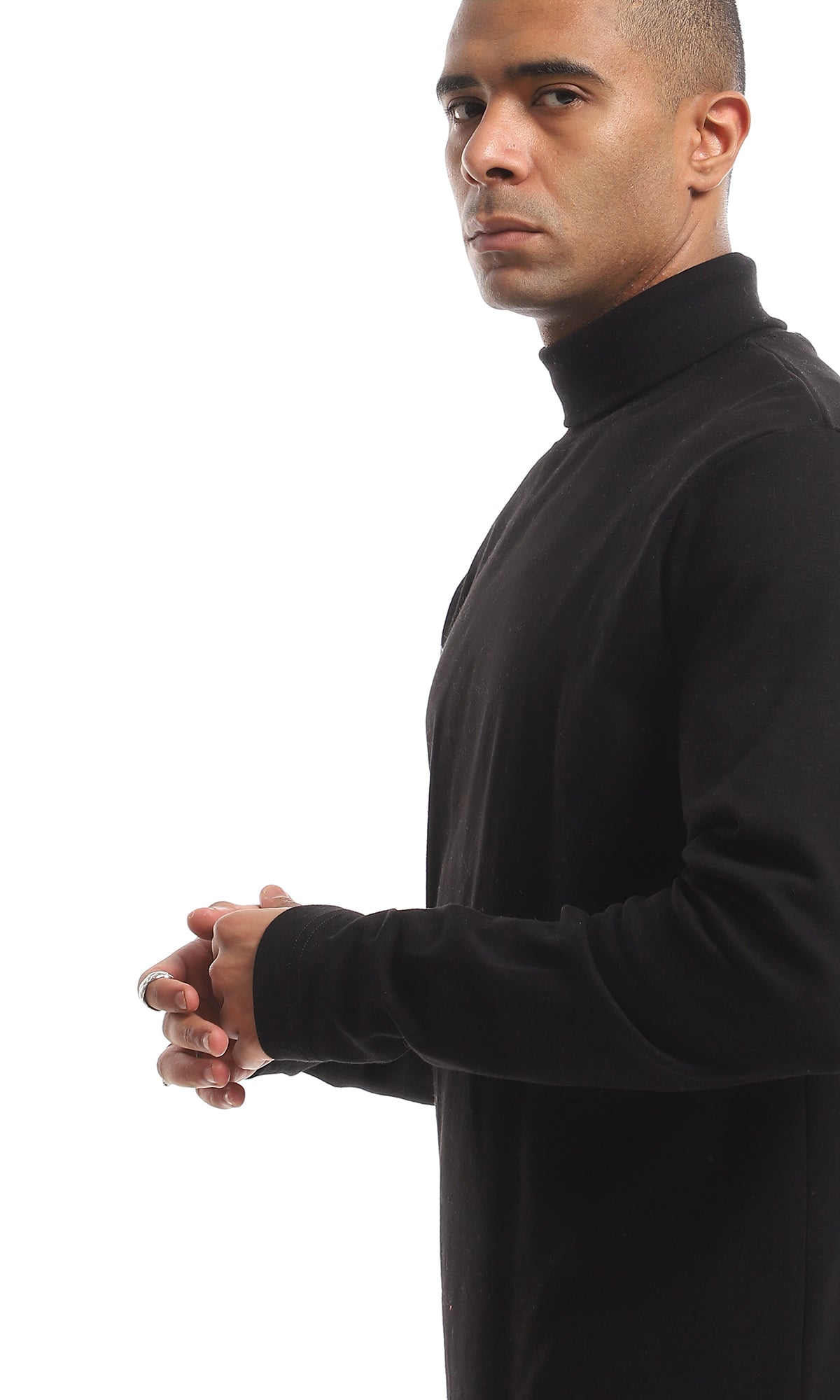 O159798 Essential Winter High Neck Long Sleeved Cotton T- Shirt - Black