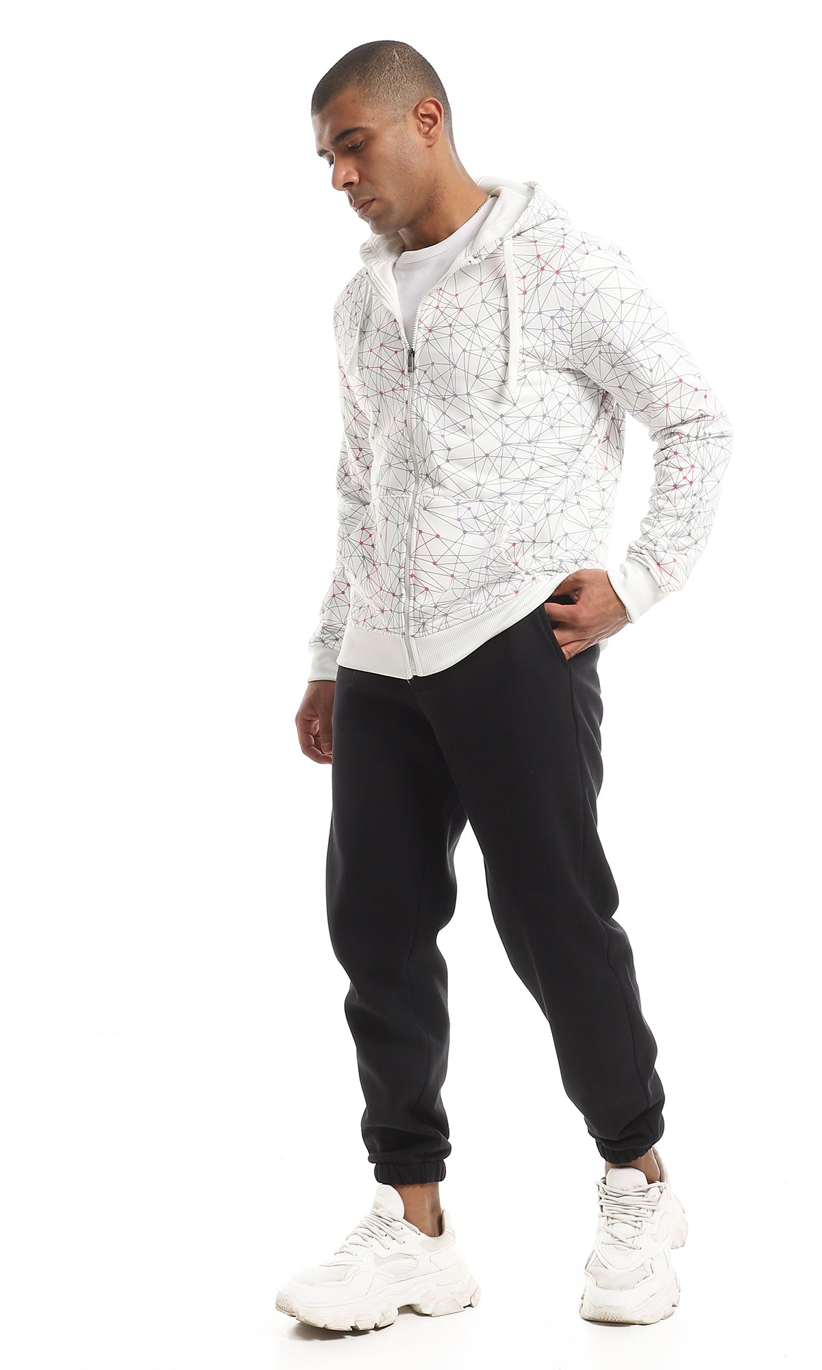 O159904 Soft Internal Fleece Solid Sweatpants - Black