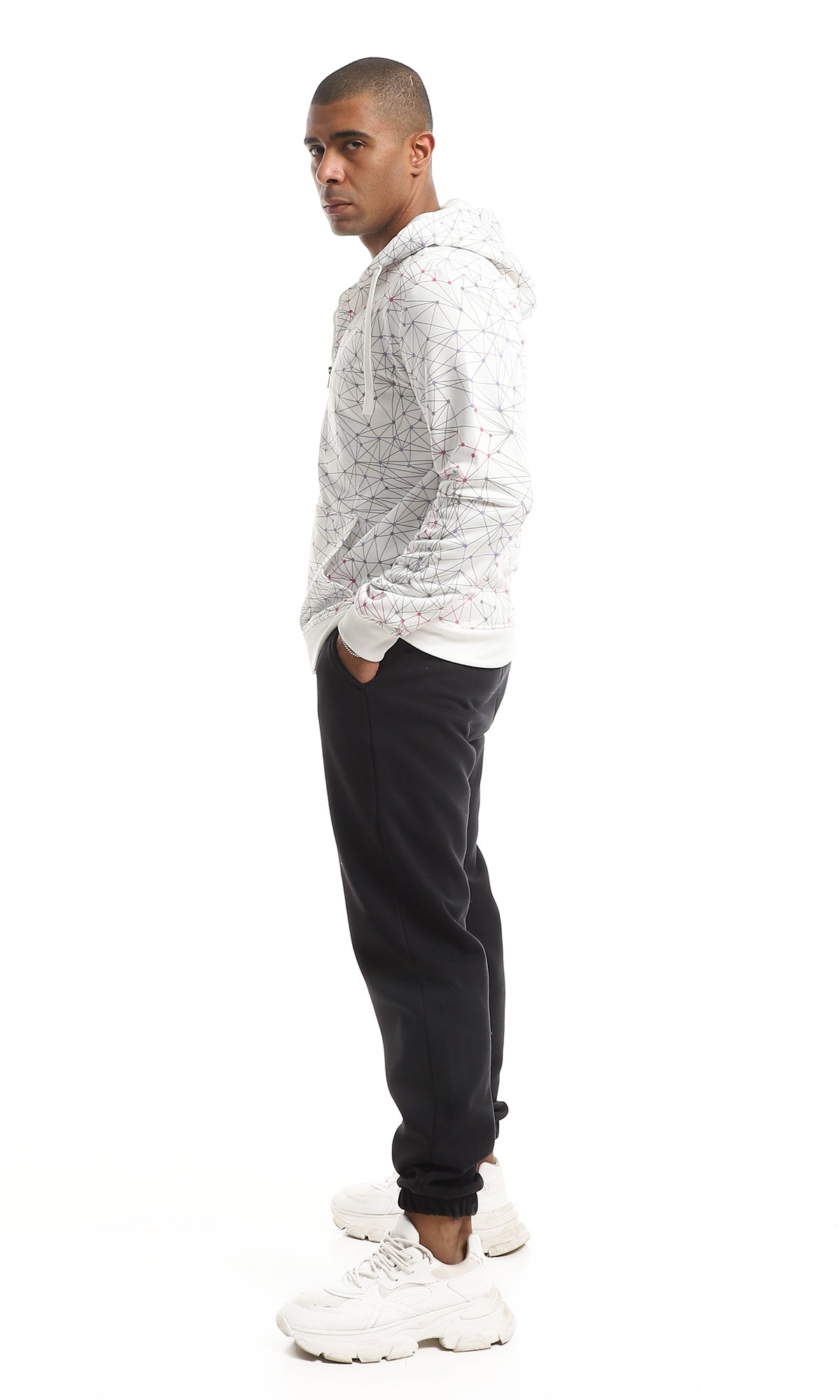O159904 Soft Internal Fleece Solid Sweatpants - Black